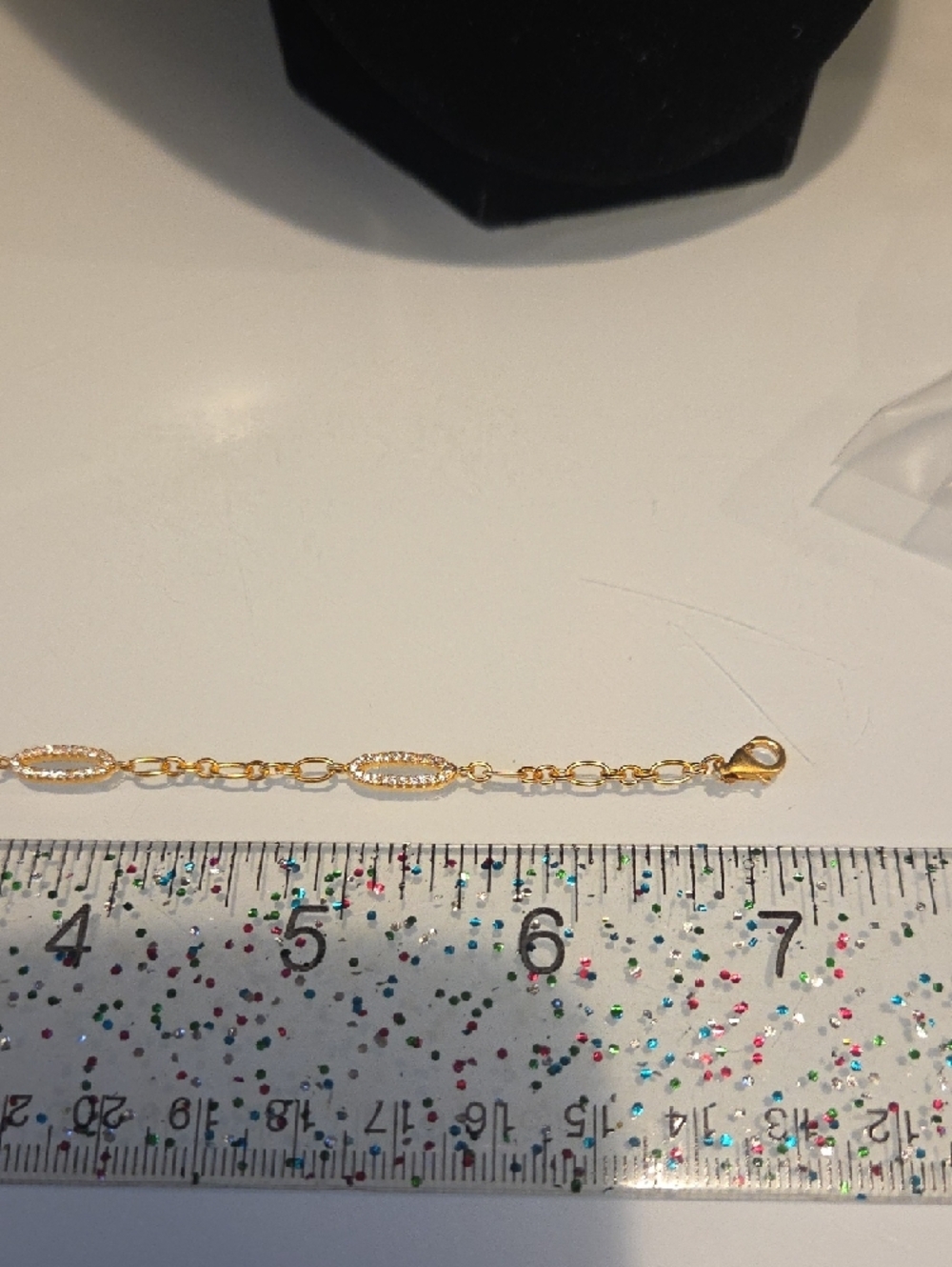 Gold Over Sterling Silver Oval Pave Link Bracelet with Floral Medallion - Picture 2 of 5